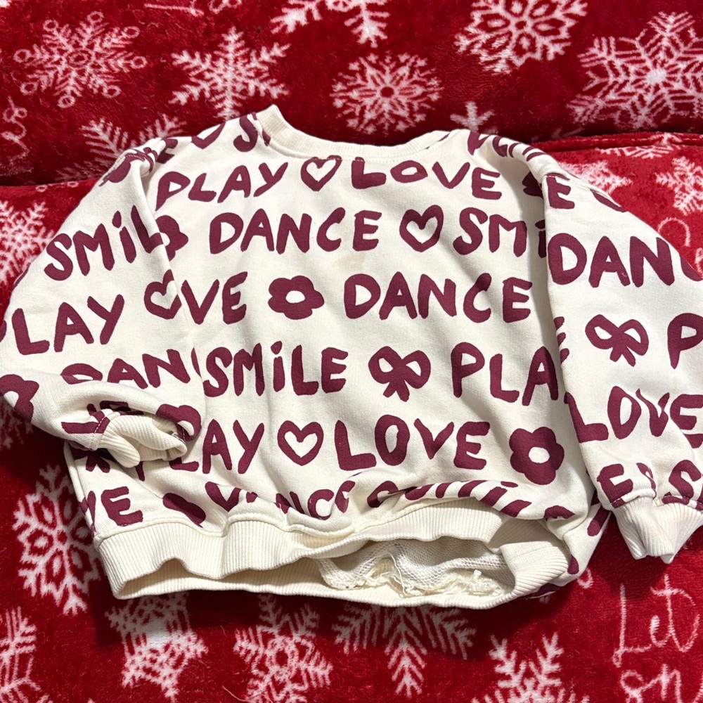 Zara Kids Cream and Red Graphic Sweater